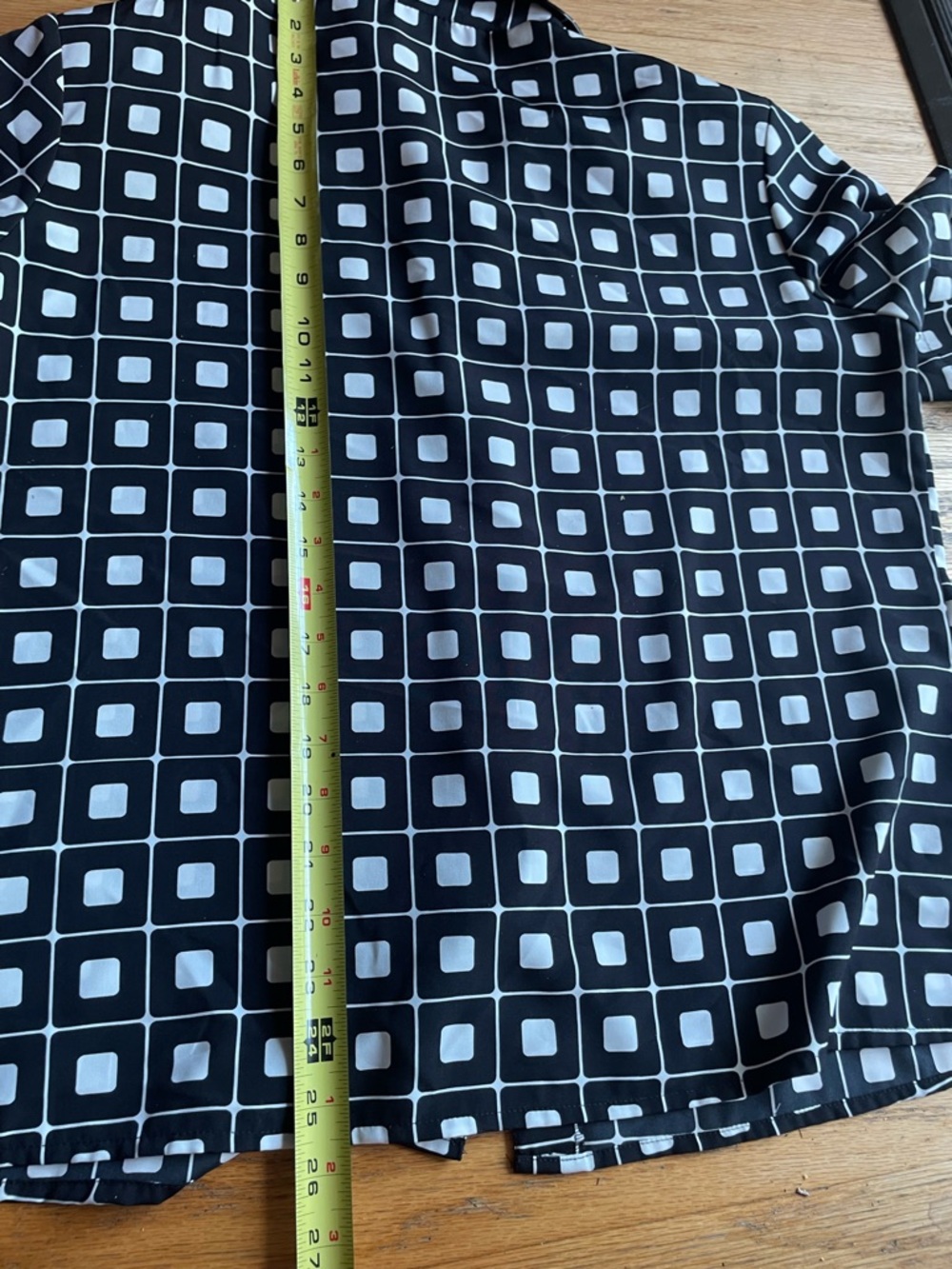 Notations vintage Black & White Geometric Short Sleeve button up Shirt women’s L - Picture 5 of 5